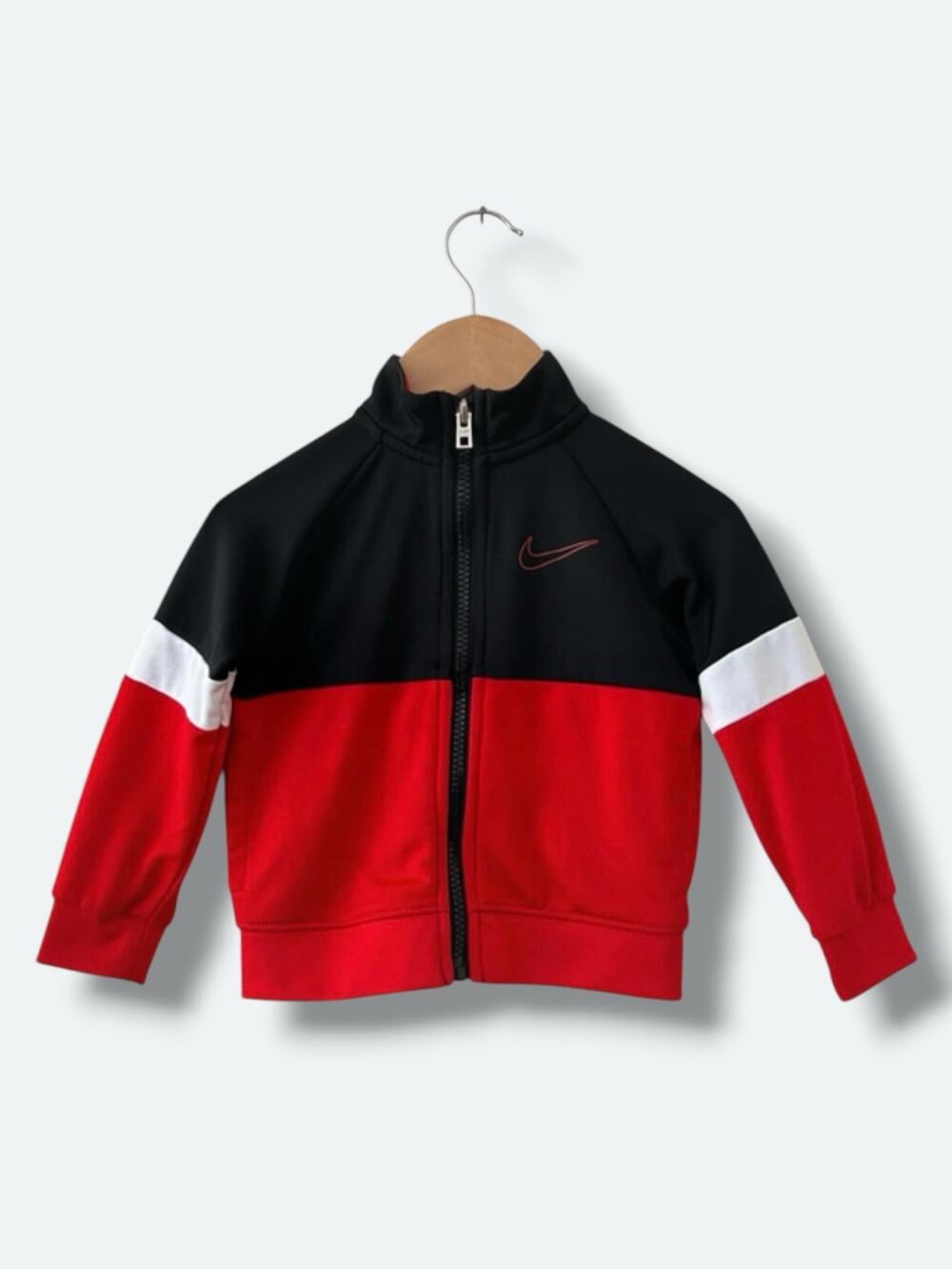 Nike Baby Track Jacket 18M Red Black White Colorblock Full Zip Swoosh Athletic